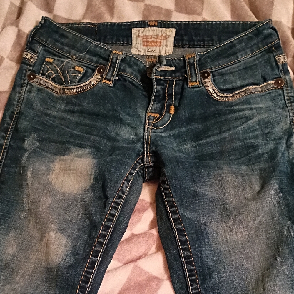 Big Star  Liv Distressed Blue Skinny Jeans